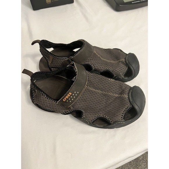 Crocs‎ Sandal Swiftwater Fisherman Deck Water Sport Mesh Espresso Shoe Mens Sz 9 - Picture 1 of 6